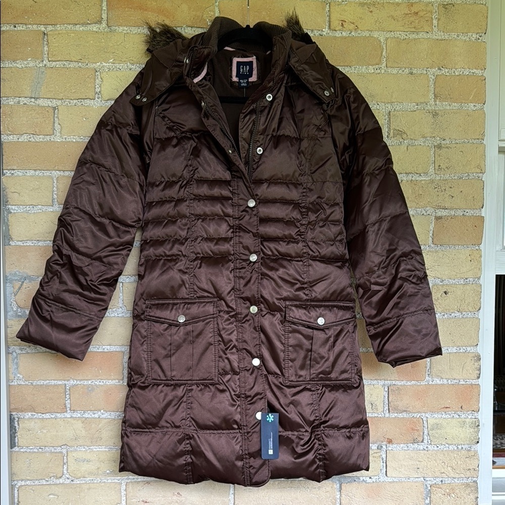 NWT GAP Kids Brown Warmest Puffer Jacket with Quilted Design